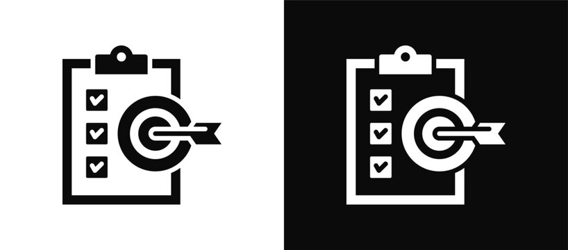 Objective icon set black and white