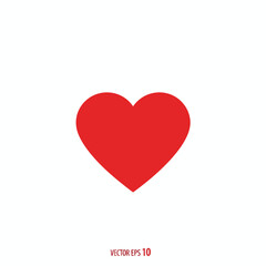 A red heart-shaped symbol is centrally placed on a white background