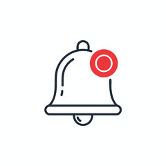 Obraz premium A bell icon with a red circle, suggestive of a notification, on a white background