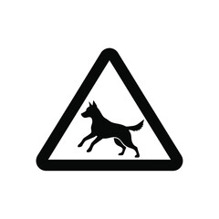 Black dog silhouette in warning triangle sign © dipu