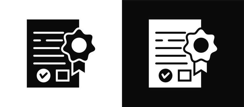 Accreditation icon set black and white
