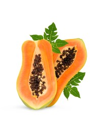 ripe papaya isolated on white background. full depth of field