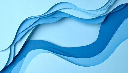 Blue paper cut abstract background with layered waves. Paper cut background in blue tones with layered wave shapes. Clean modern design, copy space, suitable for corporate, technology, finance.