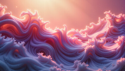 Abstract waves with vibrant colors creating dynamic patterns, suggesting motion and energy in a serene ocean setting. Represents themes of nature, tranquility, and artistic expression.