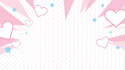 Cute Pink Hearts Pop Art Background.