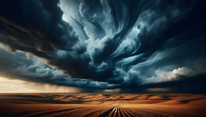 Dramatic cloud formation over fields