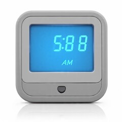  Digital alarm clock isolated on white background generative ai
