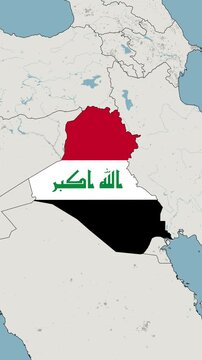 Map Of Iraq With National Flag Animation in Vertical