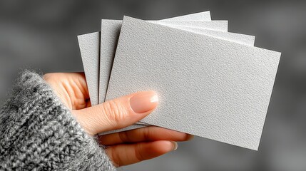 Professional hand holding clean blank business cards ready for networking and branding opportunities