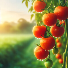 Ripe tomatoes on the vine