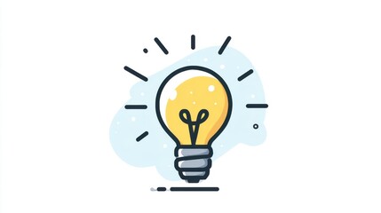 Bright idea light bulb with radiating lines