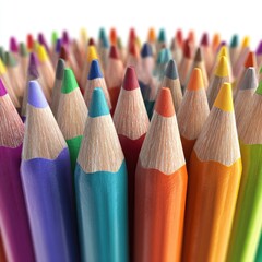 Collection of colorful sharpened drawing pencils