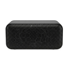 Fototapeta premium Compact Black Portable Bluetooth Speaker with Modern Mesh Grille Design isolated on transparent background