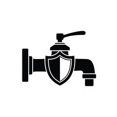 Black silhouette of a shield faucet on a pipe