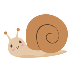 Cute sleeping cartoon snail, peaceful garden snail character. Flat vector illustration for kids and nursery design, isolated on white. © Anastasiia