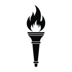 Black silhouette of a torch with flames on white background
