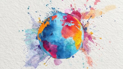 Colorful watercolor earth splash artistic representation