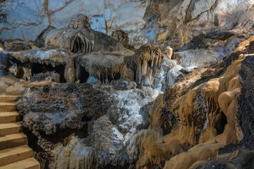 Stairs and footpaths inside the Tham Chang Cave, Vang Vieng, Vientiane Province, Laos