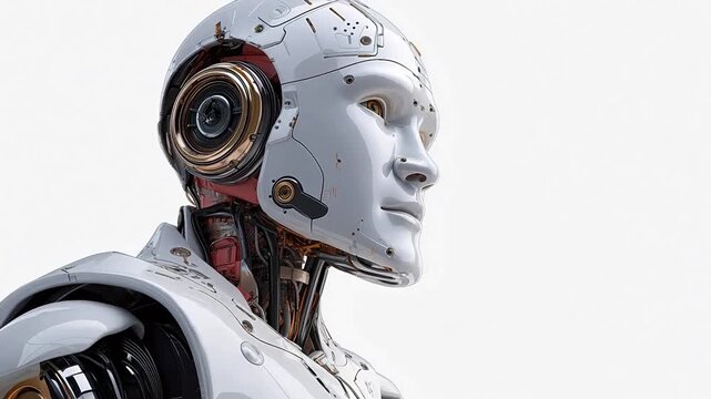 Futuristic humanoid robot in contemplation