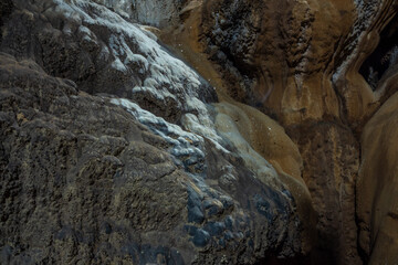 Water dripping and runningh through the crevices of the Tham Chang Cave, Vang Vieng, Vientiane Province, Laos