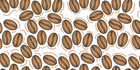 Obraz premium Seamless pattern of roasted coffee beans vector illustration