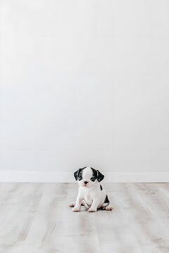 Small Black and White Puppy Portrait