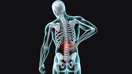 Human Skeleton with Lower Back Pain