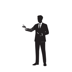 Businessman presenting with confident gesture in suit