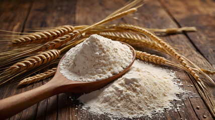 flour in a wooden spoon