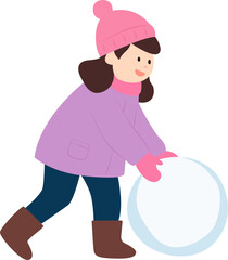 겨울,눈사람,아이,분홍색,보라색,여자,어린이,여자아이,눈덩이,눈,핑크,모자,장갑,목도리