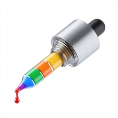 Dropper with rainbow colored liquids and falling drop