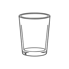 A simple, outlined drawing of an empty, cylindrical drinking glass