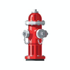 A bright red fire hydrant, a street fixture, stands upright against a white backdrop