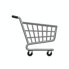 An isolated vector illustration of a shopping cart, side view