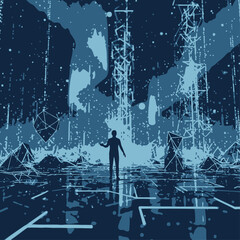 human-silhouette-exploring-virtual-world