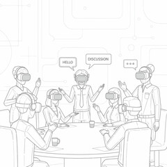 meeting-with-vr-avatars-line-art