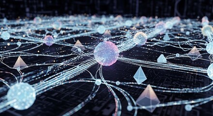 Interconnected Network - Data Flow and Digital Communication Visualization.