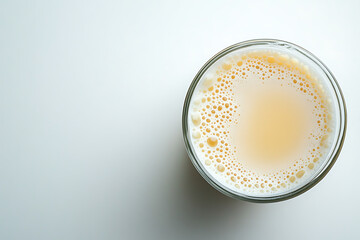 Freshly poured beer with frothy head in a clear glass