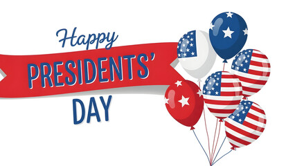 Happy Presidents Day banner with American flag balloons president day 2026 America