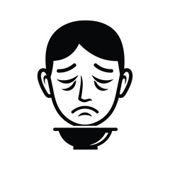 Sad man with closed eyes illustration