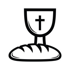 Communion bread and wine representing christian faith