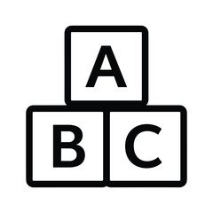 Alphabet blocks with letters a, b, and c