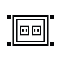 Simple black and white icon of a double electrical outlet