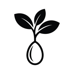Simple black and white illustration of a seedling
