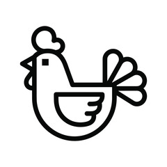 Simple black and white chicken icon