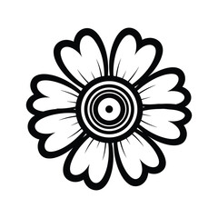Simple black and white flower illustration
