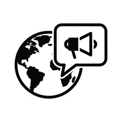 Global communication and megaphone icon