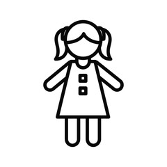 Simple line drawing of a young girl