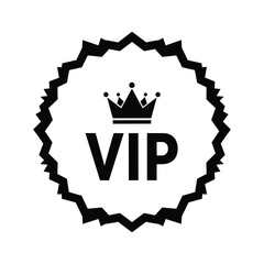 Vip logo with crown symbol on white background