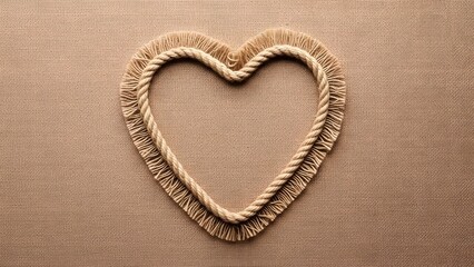 A delicate heart shaped frame crafted from woven natural rope fibers
